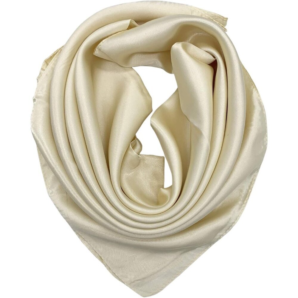 Silk Feeling Scarf Women's Fashion Pattern & Solid Color Large Square Satin Head